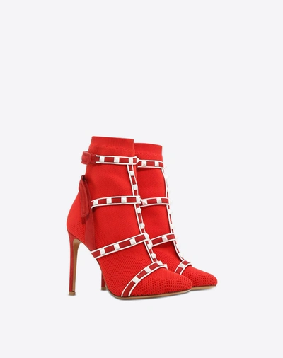 Shop Valentino Rockstud Ankle Boot In  Red