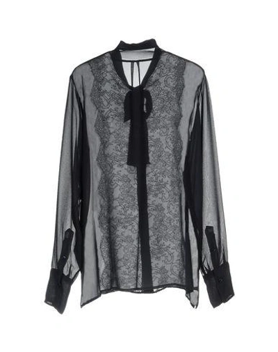 Shop Valentino Lace Shirts & Blouses In Dark Blue