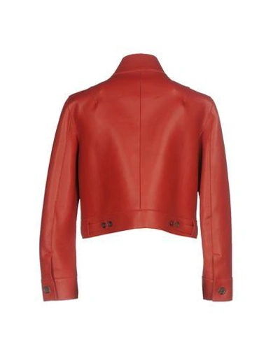 Shop Dsquared2 Leather Jacket In Red