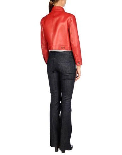 Shop Dsquared2 Leather Jacket In Red