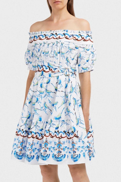 Shop Peter Pilotto Off-the-shoulder Printed Cotton-poplin Dress