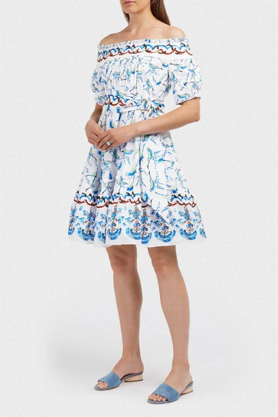 Shop Peter Pilotto Off-the-shoulder Printed Cotton-poplin Dress
