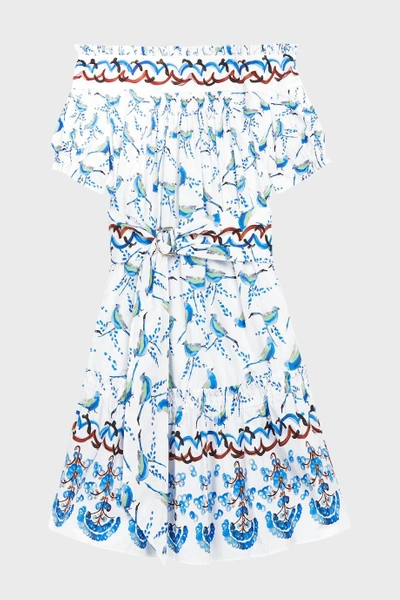 Shop Peter Pilotto Off-the-shoulder Printed Cotton-poplin Dress