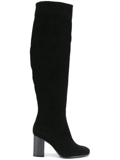 Shop Baldinini Contrast Heel Knee High Boots In Black