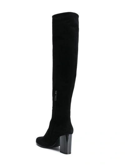 Shop Baldinini Contrast Heel Knee High Boots In Black