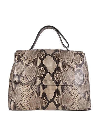 Shop Orciani Snake Effect Top Handle Tote