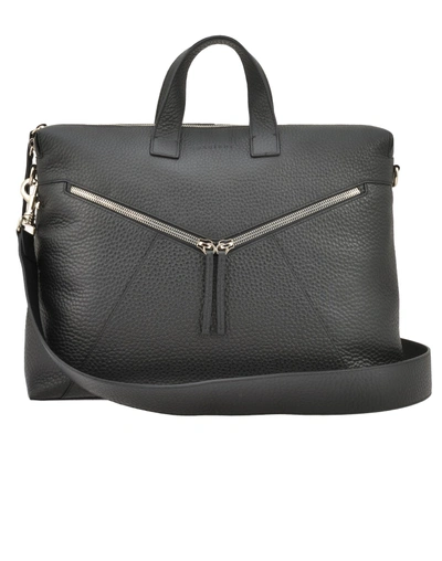 Shop Orciani Leather Briefcase In Black