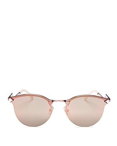 Shop Fendi Women's Mirrored Rimless Cat Eye Sunglasses, 55mm In Pink/gray Rose Gold Mirror