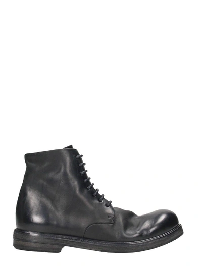 Shop Marsèll Zucca Zeppa Black Leather Combat Boots