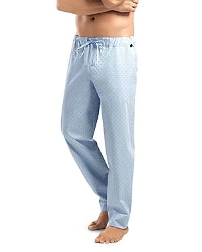 Shop Hanro Night & Day Woven Lounge Pants In Mini Check Blue