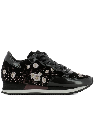 Shop Philippe Model Black Velvet Sneakers