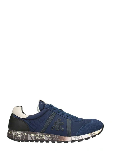 Shop Premiata Lucy In Blue Suede And Fabric Sneakers
