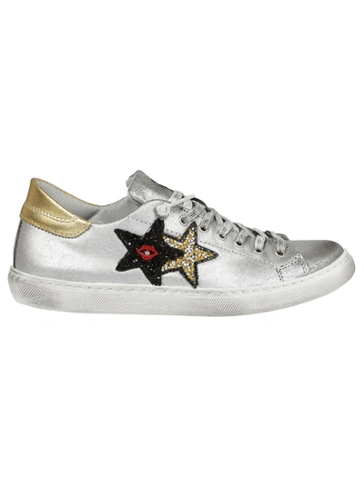 Shop 2star Embroidered Sneakers In Silver