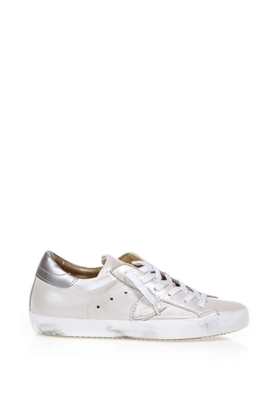 Shop Philippe Model Sneakers Vintage Effect In White-platinum