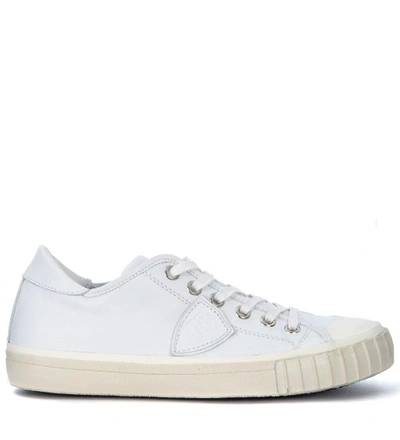 Shop Philippe Model Gare White Leather Sneaker In Bianco