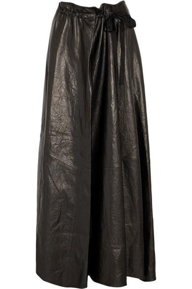 Ann Demeulemeester Gathered Leather Maxi Skirt | ModeSens