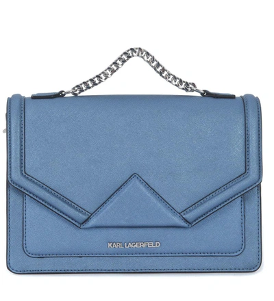 Shop Karl Lagerfeld Klassic Light-blue Saffiano Leather Handbag In Azzurro