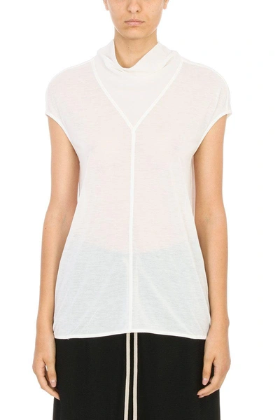 Shop Rick Owens Capsleeve Draped Collar Topwear In White