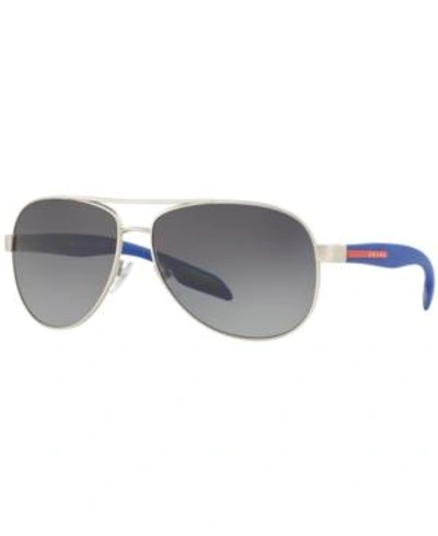 Shop Prada Polarized Sunglasses, Ps 53ps In Silver/grey Polar Grad
