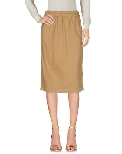 Shop Pinko Knee Length Skirts In Camel