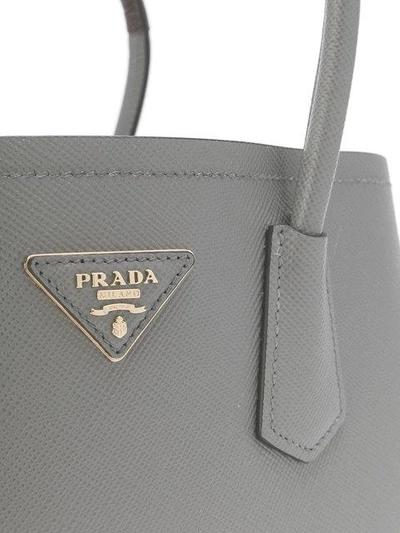 Shop Prada Double Tote Bag In Grey