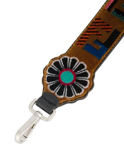 Shop Fendi Mini Strap You Logo Strap In Brown