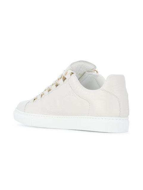 Balenciaga White Arena Crinkled Leather Sneakers | ModeSens
