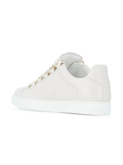 Shop Balenciaga White Arena Crinkled Leather Sneakers In Neutrals