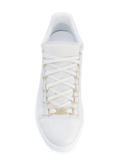 Shop Balenciaga White Arena Crinkled Leather Sneakers In Neutrals