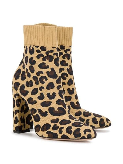 Shop Gianvito Rossi Leopard Print Sauvage 110 Sock Boots In Brown