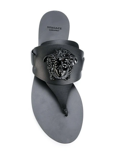 Shop Versace Medusa Palazzo Flip Flops In Black