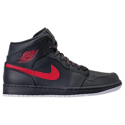 Shop Nike Men's Air Jordan 1 Mid Retro Basketball Shoes, Grey/red