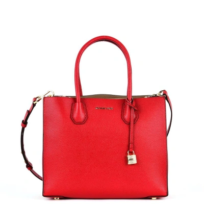 Shop Michael Michael Kors Large Red Leather Mercer Purse