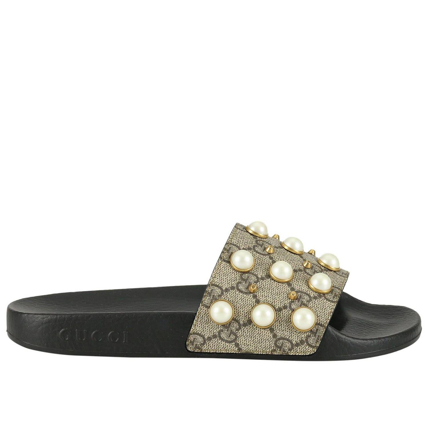 gucci flip flops pearls