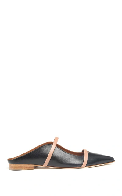 Shop Malone Souliers Maureen Backless Leather Flats In Black