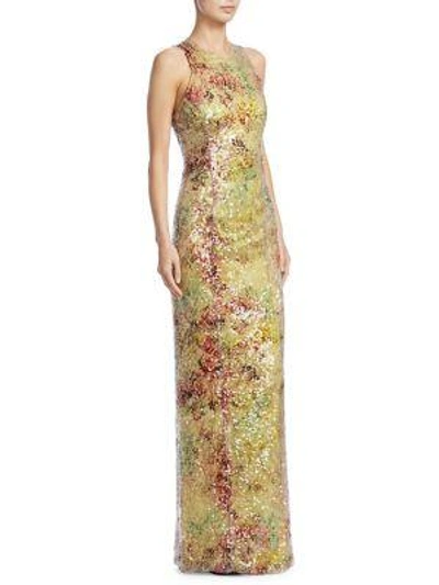 Shop Galvan Miraflores Sequin Gown In Floral