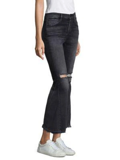 Shop 3x1 Higher Ground Distressed Crop Flare Jeans In Black Raven