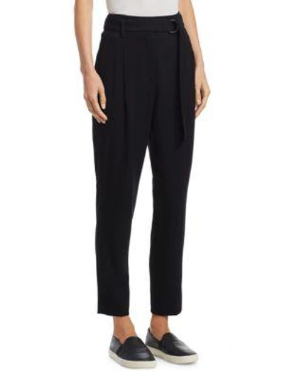 Shop Akris Punto Fred Gabardine Belted Wool Pants In Navy