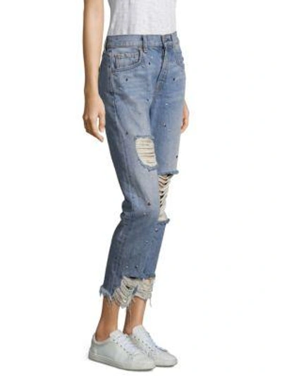 Shop 7 For All Mankind Josefina Studded High-rise Distressed Jeans In Studded Vintage