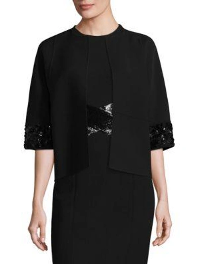 Shop Michael Kors Sequin Embellished Wool Jacket In Black