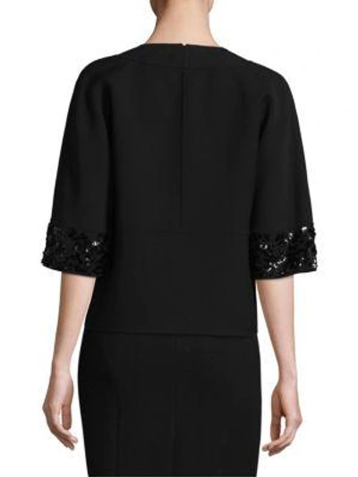 Shop Michael Kors Sequin Embellished Wool Jacket In Black