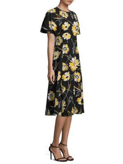 Shop Michael Kors Silk Floral Dress In Lemon Multi