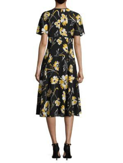 Shop Michael Kors Silk Floral Dress In Lemon Multi
