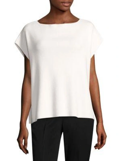 Shop Michael Kors Ribbed Cashmere Top In White
