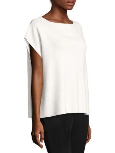 Shop Michael Kors Ribbed Cashmere Top In White