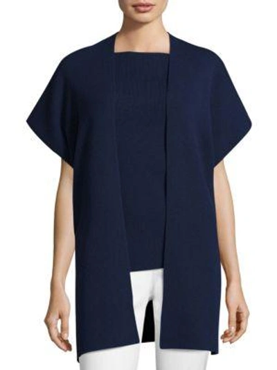 Shop Michael Kors Ribbed Open-front Cardigan In Sapphire