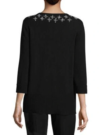 Shop Michael Kors Embellished Cashmere Top In Black