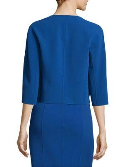 Shop Michael Kors Stretch Wool Jacket In Blue Multi