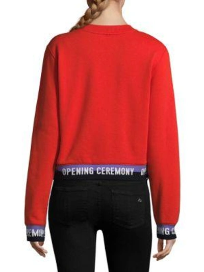 Shop Opening Ceremony Logo Cotton Crop Sweatshirt In Jewel Red