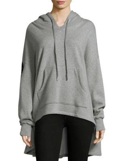 Shop Opening Ceremony Cotton Flocked Poncho Hoodie In Heather Grey